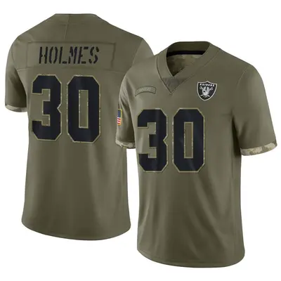 Men's Limited Darnay Holmes Las Vegas Raiders Olive 2022 Salute To Service Jersey