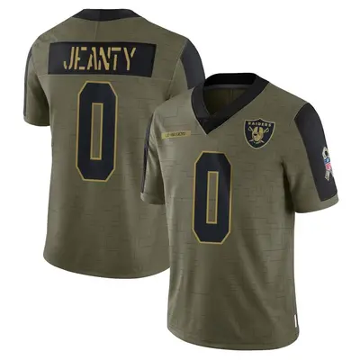 Youth Limited Ashton Jeanty Las Vegas Raiders Olive 2021 Salute To Service Jersey